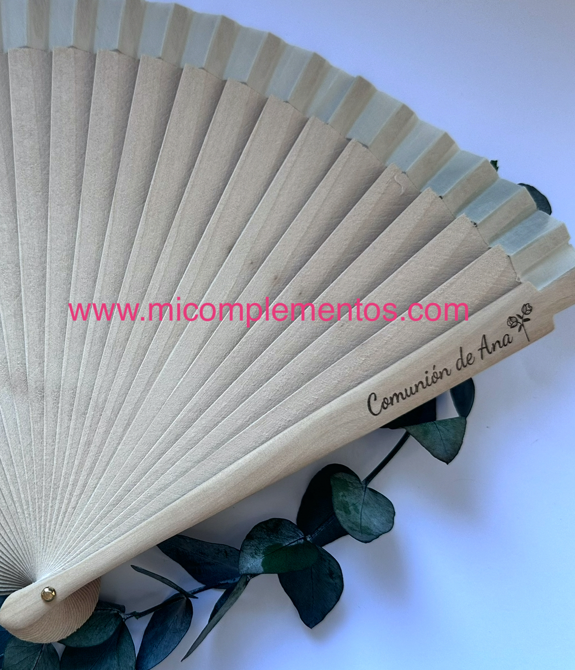 Abanico de madera grabado eventos