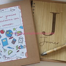 Set libreta y bolígrafo madera